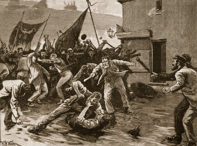 Rioting in Belfast, 1886, illustration från "Cassell