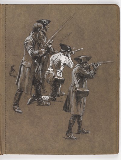 Studie för oljemålningen av William Barns Wollen, ?Slaget vid Lexington 1775? av William Barnes Wollen