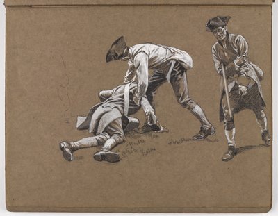 Studie för oljemålningen av William Barns Wollen, ?Slaget vid Lexington 1775? av William Barnes Wollen