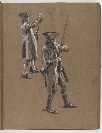 Studie för oljemålningen av William Barns Wollen, ?Slaget vid Lexington 1775? av William Barnes Wollen