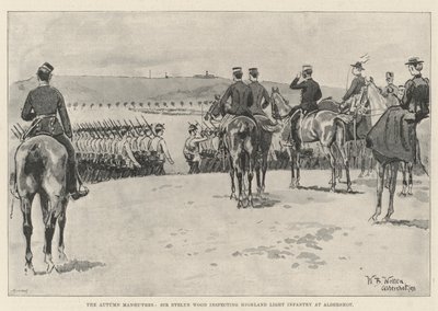 Höstmanövrarna, Sir Evelyn Wood inspekterar Highland Light Infantry vid Aldershot av William Barnes Wollen