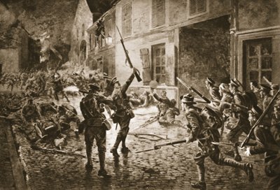 Coldstream-vakterna vid Landrecies, augusti 1914 av William Barnes Wollen