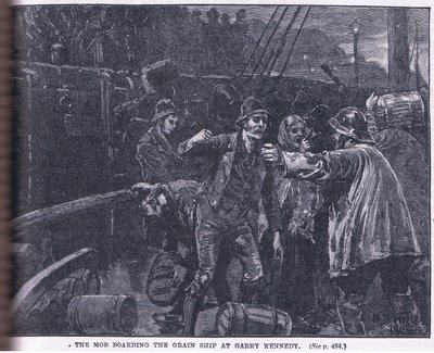 Pöbeln går ombord på ett spannmålsfartyg vid Garry Kennedy AD 1841 av William Barnes Wollen