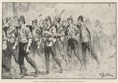Trupper vid Aldershot, Heavy Marching Order i det varma vädret av William Barnes Wollen