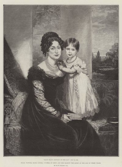 H.K.H. Victoria Maria Louisa, hertiginna av Kent, och Hennes Majestät Drottningen vid tre års ålder av William Beechey