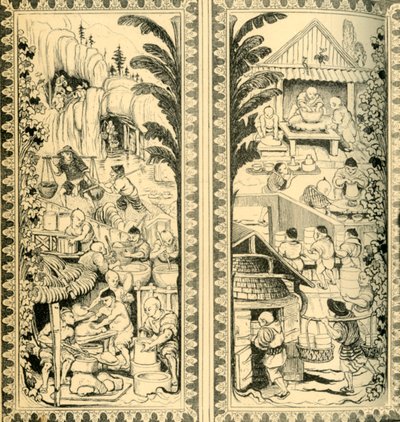 Kinesiska krukmakare på jobbet, design för målat glasfönster, c1870, 1881. av William Bell Scott