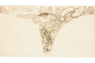 Skiss för väggmålning i Wallington Hall (kroppsfärg) av William Bell Scott