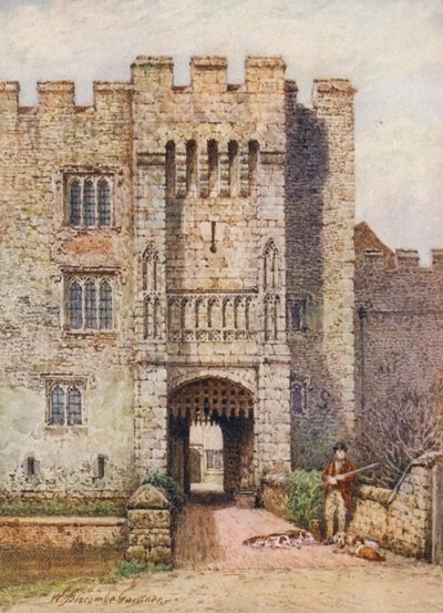 Ingång till Hever Castle (färglitografi) av William Biscombe Gardner