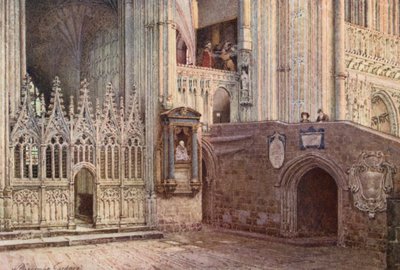 Martyrdöden, katedralen i Canterbury (färglitografi) av William Biscombe Gardner