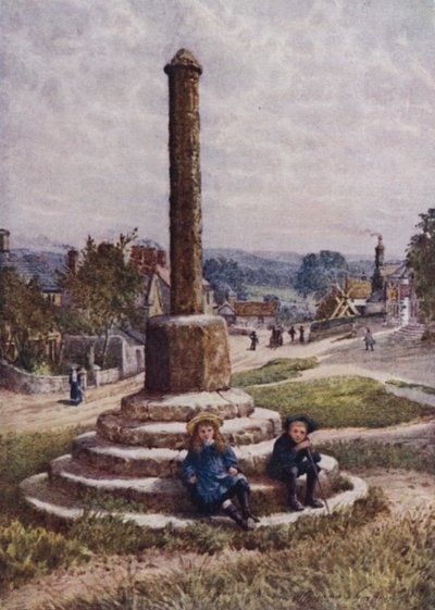 The Old Cross, Great Longstone (färg litho) av William Biscombe Gardner