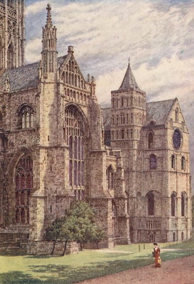 Den södra sidan av katedralen i Canterbury (färglitografi) av William Biscombe Gardner