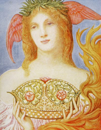 Fredens krona (färg litho) av William Blake (after) Richmond
