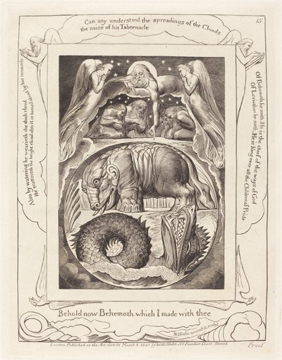 Behemoth och Leviathan, 1825. av William Blake