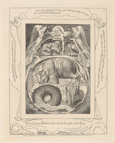 Jobs bok, tavla 15, Behemoth och Leviatan av William Blake