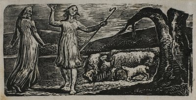 Colinet Departs in Sorrow: Riven Trunk till höger, från The Pastorals of Virgil av William Blake