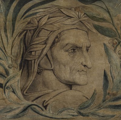 Dante Alighieri, ca 1800-03 (penna och bläck med tempera på duk) av William Blake
