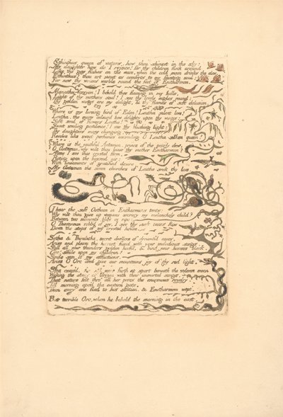 Europa. En profetia, tavla 16, Ethinthus queen of waters. . . . (Bentley 17) av William Blake