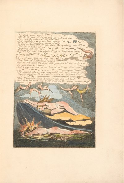 Europa. En profetia, platta 6, De skingrande vindarna vaknar. . . . (Bentley 7) av William Blake