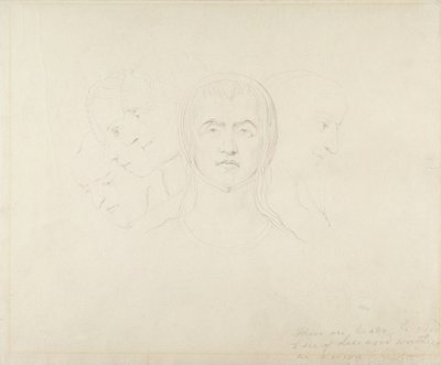 Fem visionære kvinders hoveder, ca. 1820 (grafit på papir) swed av William Blake
