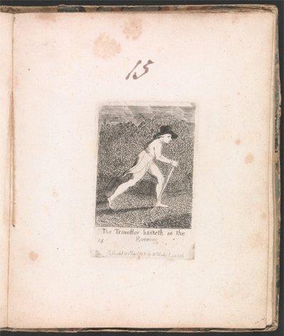 För barn. Paradisets portar, tavla 16, Resenären skyndar på kvällen av William Blake