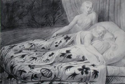 Har och Heva sover med Mnetha som vaktar dem, illustration från 
