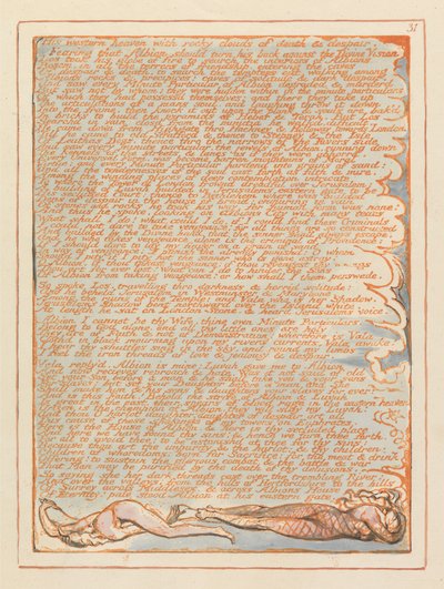 Jerusalem, tallrik 31, hans västra himmel ... av William Blake