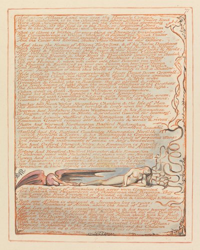 Jerusalem, plåt 71, och ovanför Albions land.... av William Blake