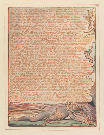Jerusalem, tallrik 74, The Four Zoas grumliga ilska .... av William Blake