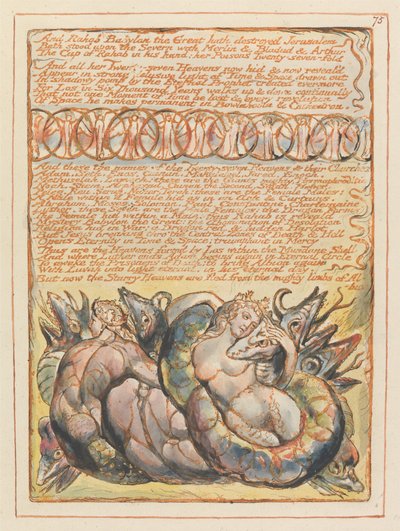 Jerusalem, tavla 75, och Rahab Babylon den store.... av William Blake