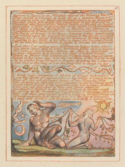 Jerusalem, platta 85, blev ett rum och en allegori.... av William Blake