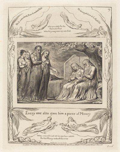 Job som accepterar välgörenhet av William Blake