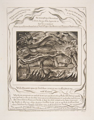Jobs onda drömmar, från illustrationer av Jobs bok, 1825-26. av William Blake