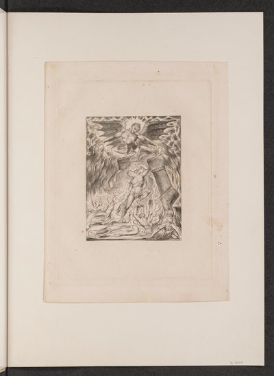 Jobs söner och döttrar överväldigade av Satan, 1825. av William Blake