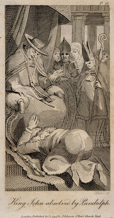 Kung John frikändes av Pandulph efter Henry Fuseli, 1798 av William Blake
