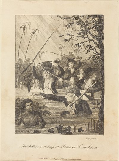 Marsch genom ett träsk eller träsk i Terra-firma, 1793. av William Blake
