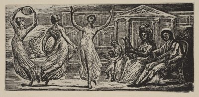 Menalcus Watching Women Dance, från Thorntons Pastorals of Virgil, 1821. av William Blake