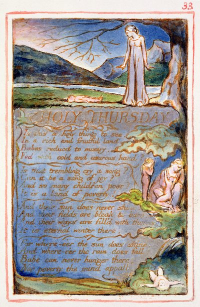 P.125-1950.pt33 Stilla torsdag: skylt 33 från Songs of Innocence and of Experience (kopia AA) c.1815-26 (etsning, bläck och wc) av William Blake