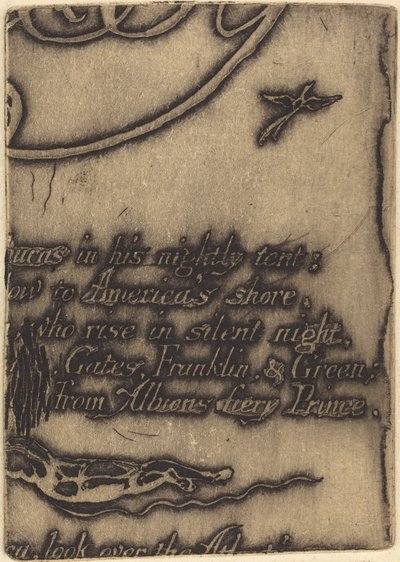 Återslag från fragment av den annullerade plåten för "A Prophecy" av William Blake
