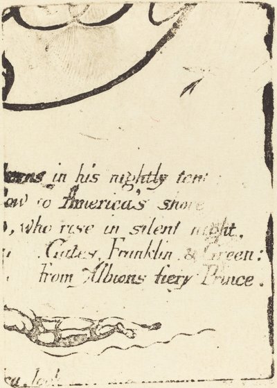 Återslag från fragment av den annullerade plåten för "A Prophecy" av William Blake