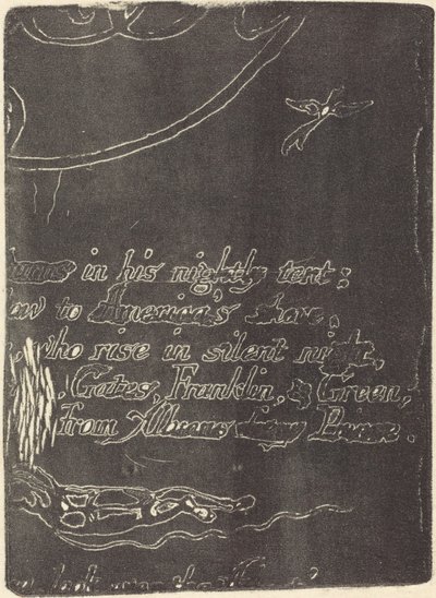 Återslag från fragment av den annullerade plåten för "A Prophecy" av William Blake