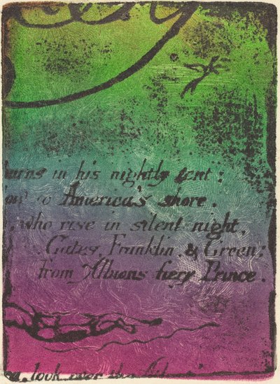Återstrike från fragment av annullerad plåt för A Prophecy, 1793. av William Blake