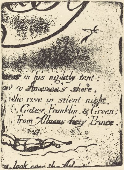 Återstrike från fragment av annullerad plåt för A Prophecy, 1793. av William Blake