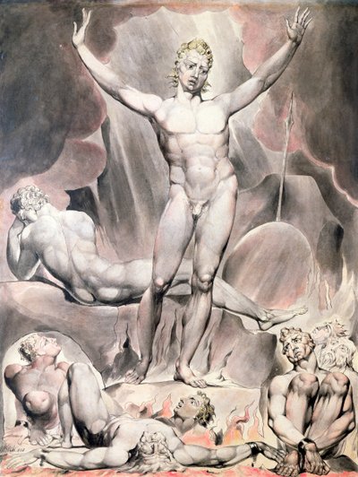 "Satan uppväcker de rebelliska änglarna", 1808 av William Blake