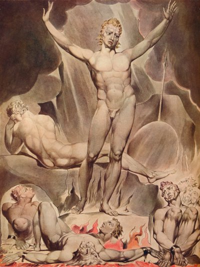 Satan väckte de rebelliska änglarna, 1808 av William Blake