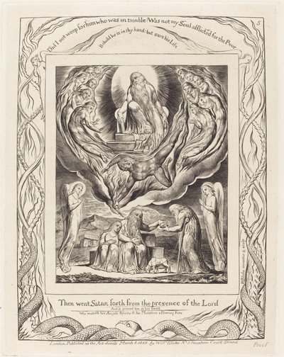 Satan går ut från Herrens närvaro, 1825. av William Blake