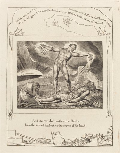 Satan slår jobb med bölder av William Blake