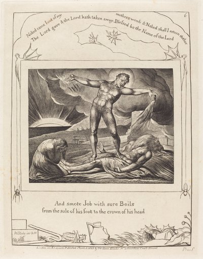 Satan slår jobb med bölder, 1825. av William Blake