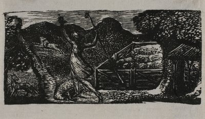 Shepherd Chases Away Wolf, från The Pastorals of Virgil av William Blake