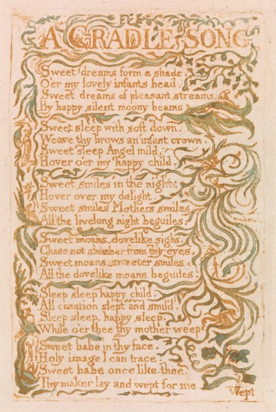 Songs of Innocence, Plate 18, A Cradle Song (Bentley 16) av William Blake
