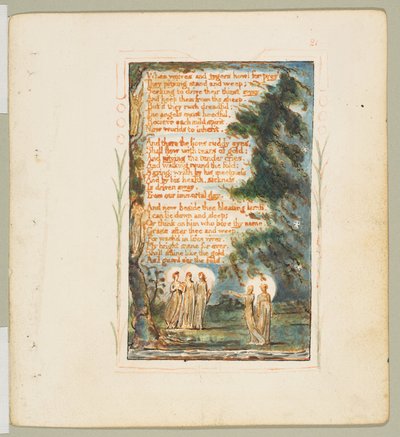 Songs of Innocence and Experience: Night second plate: When wolves and tygers how..., ca. 1825. av William Blake
